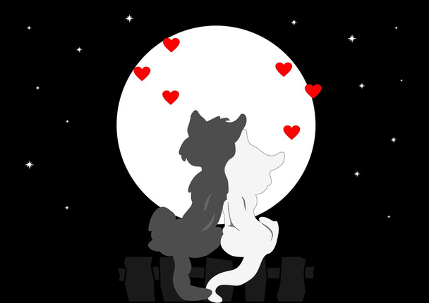 tebrik kartı Sevgililer kediler için hayranlık ay - Vektör, Görsel