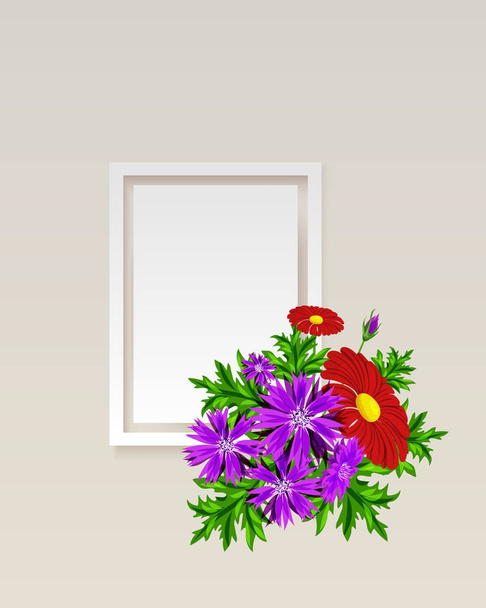 Marco vectorial con flores
 - Vector, Imagen