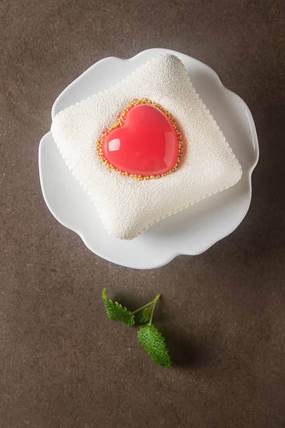 Delightful, luxury mousse cake in the form heart. Valentine's Da - Photo, Image