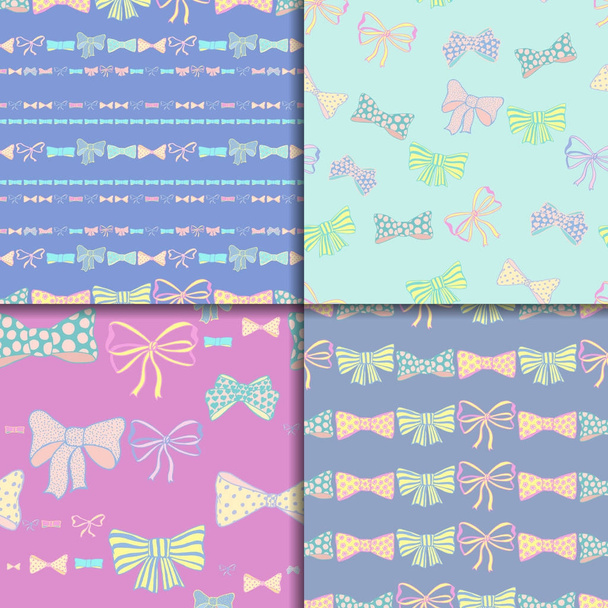 Seamless pattern set with skerchy bows - Vector, Imagen