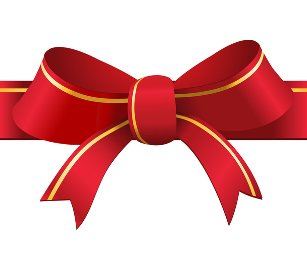 Red and gold vector gift bow and ribbon - Vector, Image