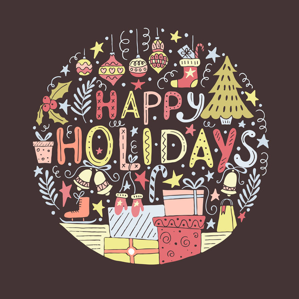 vector illustration design of Christmas greeting card pattern - Vector, Imagen
