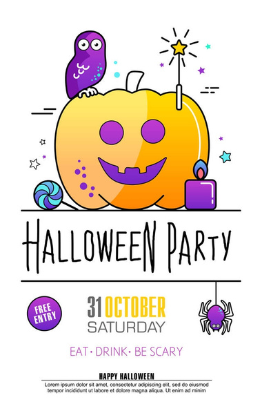 Cartel de fiesta de Halloween sobre fondo blanco
 - Vector, imagen