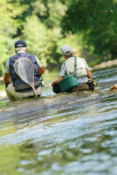 father and son fly fishing - Foto, Imagen