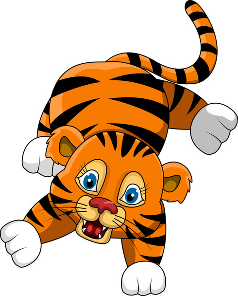 cute młody Tygrys kreskówka wyrażenie - Wektor, obraz