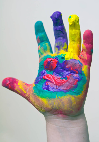 little boy hands painted - Foto, imagen