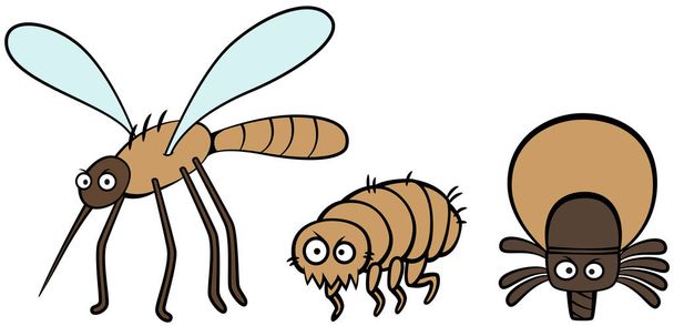 Παράσιτα κουνουπιών ψύλλων και κροτώνων - Διάνυσμα, εικόνα