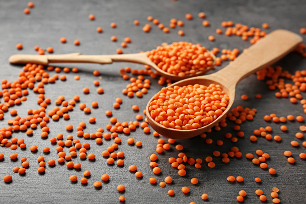 Spoons with healthy lentils  - Φωτογραφία, εικόνα