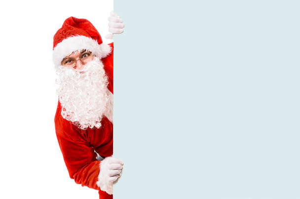 Санта-Клаус с чистым рекламным щитом
 - Фото, изображение