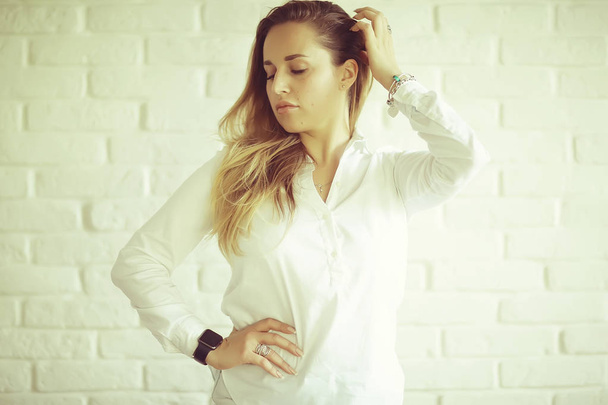 young woman in white blouse  - Φωτογραφία, εικόνα