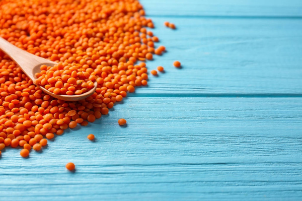 Spoon with healthy lentils - Фото, изображение