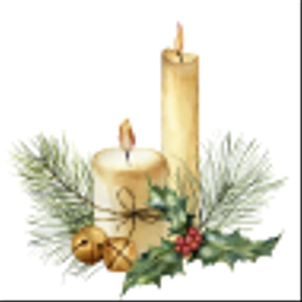 水彩クリスマスキャンドル休日の装飾。手描きのキャンドル、ヒイラギ、クリスマスの木の枝と白い背景で隔離の鐘。クリスマス デザインまたは印刷用植物のクリップアート。ホリデー カード. - 写真・画像