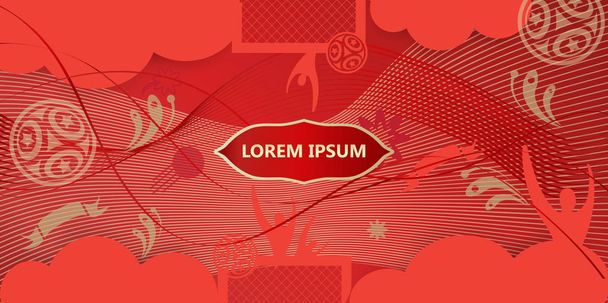 2018 FIFA Russian World Cup Soccer Abstract football tournament football template red background dynamic texture modern concept banner Vector world cup competition. Championship soccer wallpaper, voucher, coupon, brochure, cover Russian folk art sign - Vector, Image