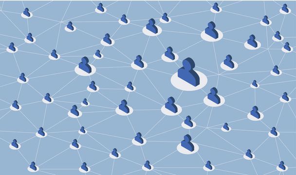 Social network media global people comunicazione condivisione di informazioni flat 3d web isometric infographics vector illustration. Connessione di rete, concetto di business, amicizia amorosa
. - Vettoriali, immagini