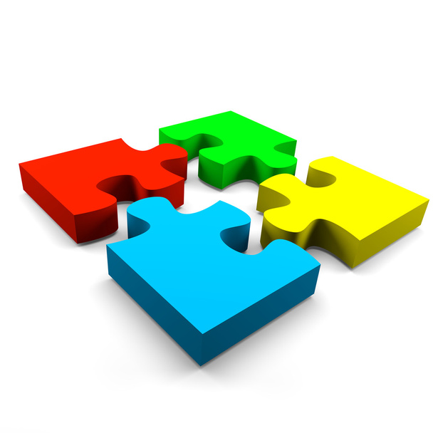 Puzzle cooperation concept - Photo, Image