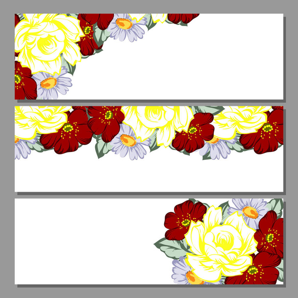 Conjunto de tarjetas de invitación floral - Vector, imagen