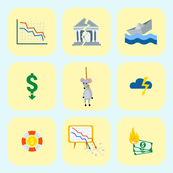 Crisis symbols concept problem economy banking business finance design investment icon vector illustration. - Vector, Image