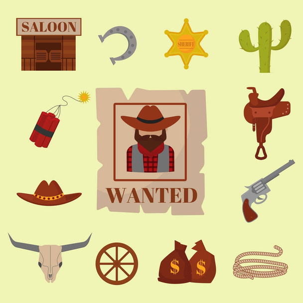 Vintage western cowboys segni vettoriali simboli americani vintage vecchi disegni icone dei cartoni animati illustrazione
. - Vettoriali, immagini