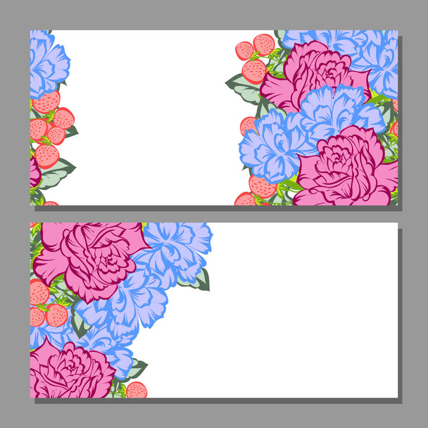 Set of floral invitation cards - Вектор,изображение