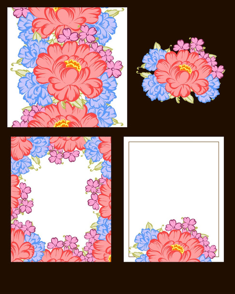 Set of floral invitation cards - Vector, imagen