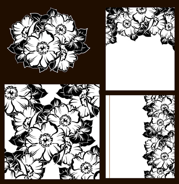 Set of floral invitation cards - Vektör, Görsel