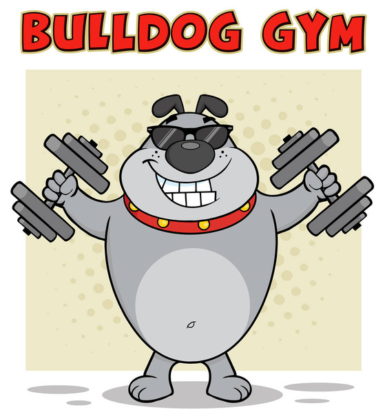 Bulldog eğitim Dumbbells ile - Vektör, Görsel
