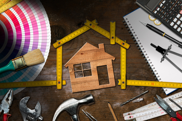 Work Tools and Model House - Home Improvement - Photo, Image