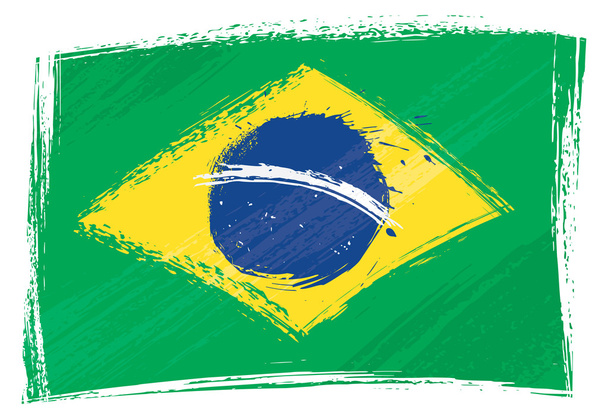 grunge Brazílie vlajka - Vektor, obrázek