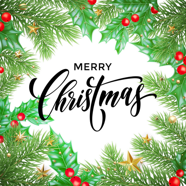 Merry Christmas greeting card vector decoration New Year design background template - Vetor, Imagem
