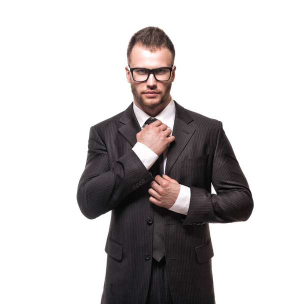 businessmanman in black suit and glasses - Foto, afbeelding
