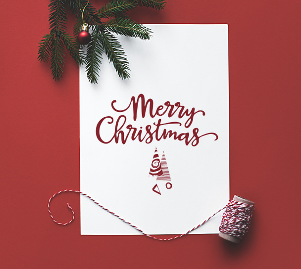 Cartão de Natal com ramo de abeto
  - Foto, Imagem