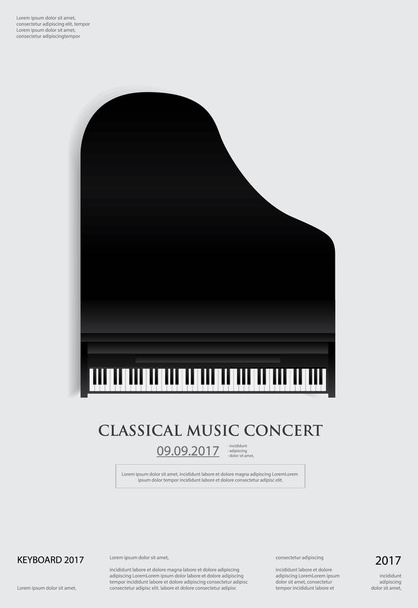 Muziek Grand Piano Poster Achtergrond Sjabloon - Vector, afbeelding