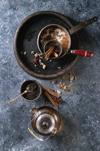 Masala chai with ingredients - Fotó, kép