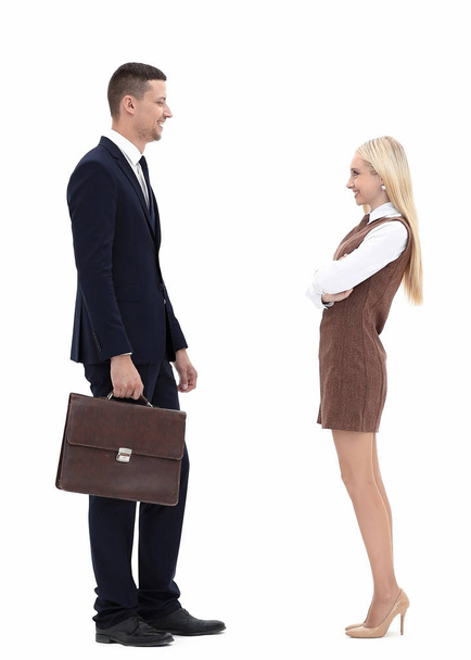photo in full growth. friendly businessman and a young woman assistant - Foto, Bild