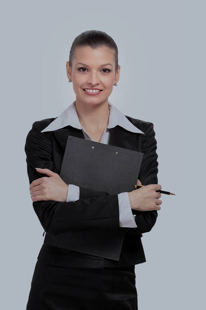 Young  business woman holding a folder. - Fotografie, Obrázek