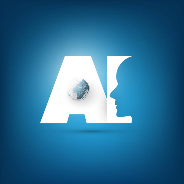 AI, βαθιά μάθηση και μελλοντική τεχνολογία σχεδιασμού έννοια - Διάνυσμα, εικόνα