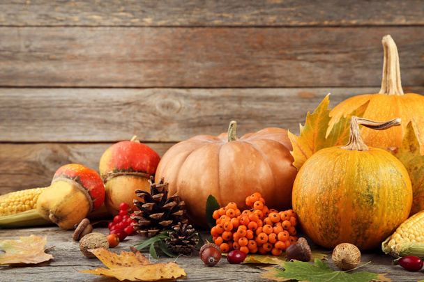 Thanksgiving pumpkins with berries  - Φωτογραφία, εικόνα