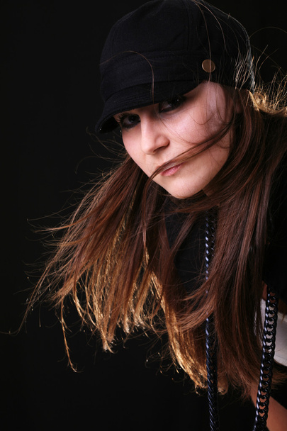 Woman portrait on black - Фото, зображення