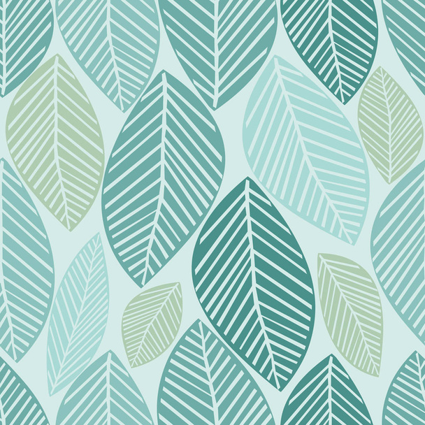 seamless green leaves pattern background - Vector, Image