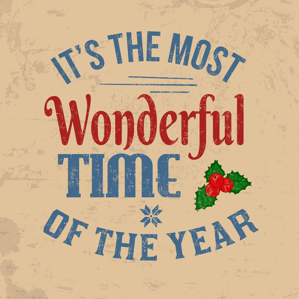 It's the most wonderful time of the year vintage greeting card or poster - Vector, Image