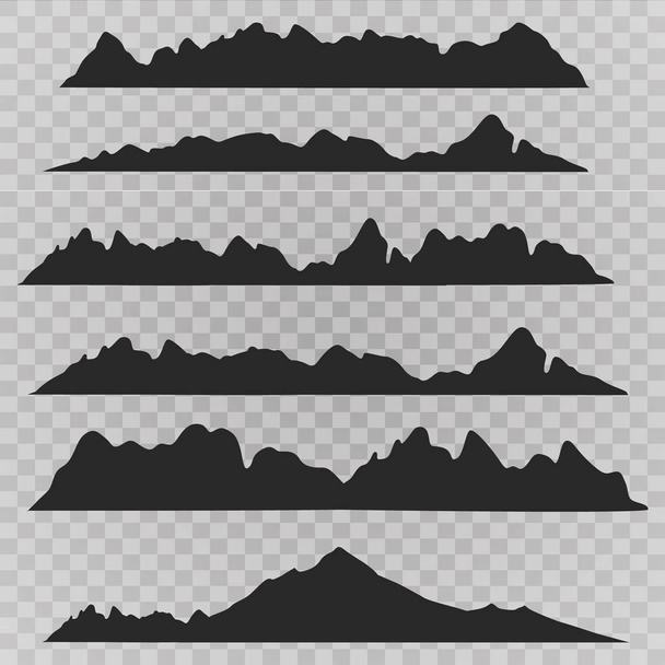 Dağlar siluet set manzara. Soyut yüksek dağ sınır arka plan toplama - Vektör, Görsel