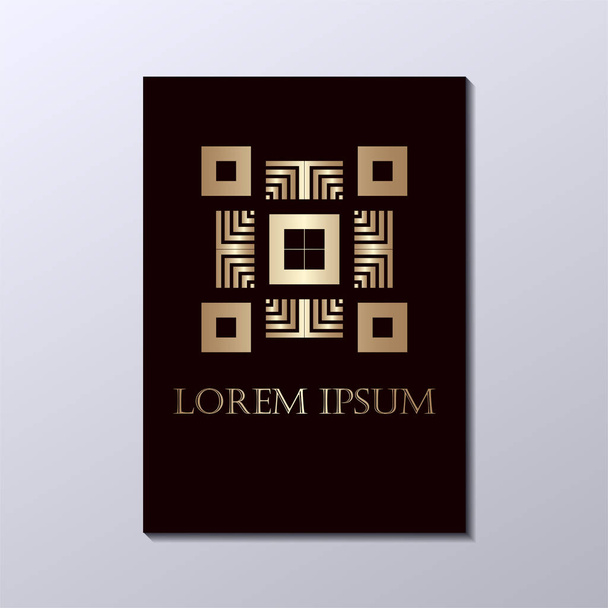 Brochure with golden ornamental logo. Template for design. Vector illustration eps10 - Vector, Image