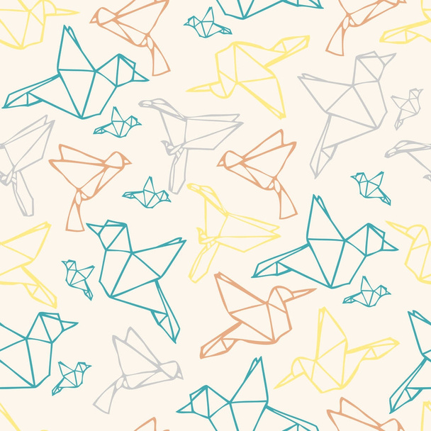 Αδιάλειπτη χαρτί πολύχρωμο πουλί origami μοτίβο φόντου - Διάνυσμα, εικόνα