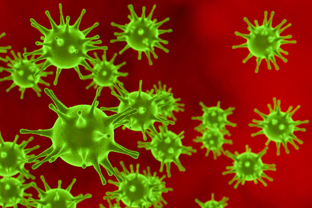 een close up van een virus - Foto, afbeelding
