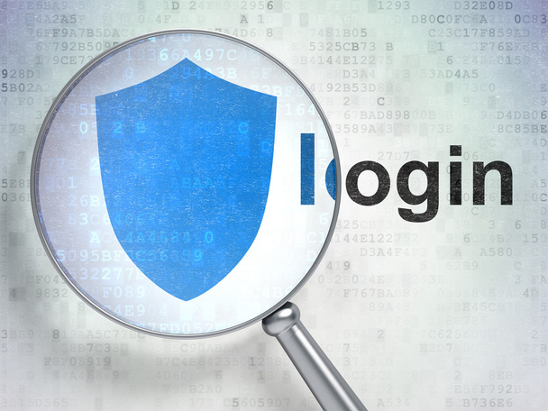 Magnifying glass with shield icon and login - Photo, Image
