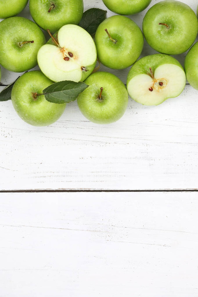 Apples apple fruit fruits portrait format green copyspace top vi - Fotó, kép