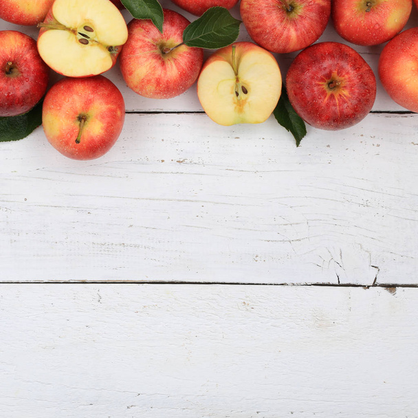 Apples apple fruit fruits red square copyspace top view - Foto, imagen