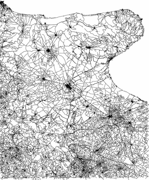 Mapy drogowej z Gargano, Puglia, Włochy. Miasta i drogi wybrzeża Adriatyku - Wektor, obraz