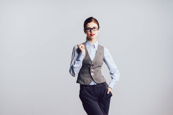 business girl with glasses looks confident and attractive - Φωτογραφία, εικόνα