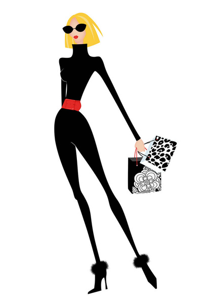 stilvolle Frau mit Einkaufstaschen - Foto, Bild